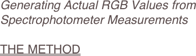 Generating Actual RGB Values from Spectrophotometer Measurements

THE METHOD