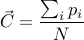 displaystyle vec{C} = frac{sum_i p_i}{N}